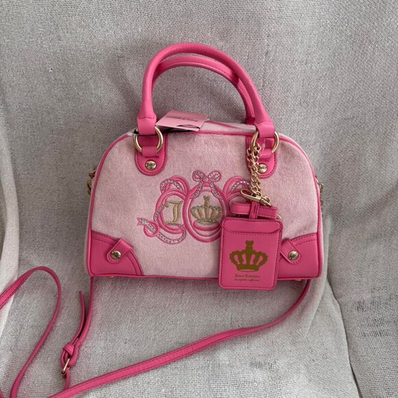 Juicy Couture Lovers Club Y2K Bowling Bag Pink Terry Cloth - Picture 1 of 5